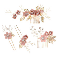 Tocados florales con diamantes de imitación para despedidas de soltera, accesorios para el cabello de perlas y cristales con fácil sujeción,