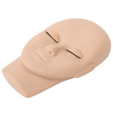 Wiederverwendbarer hellbrauner Gummi-Wimpern-Mannequin-Kopf zum Üben, 17,5x10,7 cm