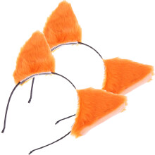 6Stk Orange Kuschelige Katzenohren Haarreifen Für Fasching Und Kostüm