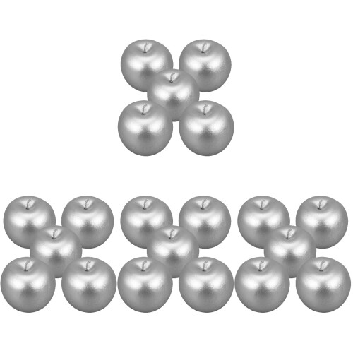 20Stk Künstliche Apfel Modelle Silber Polyfoam Für Malerei Requisiten 2