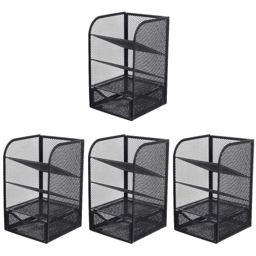 4Stk Schreibtisch Organizer Metall Stiftbox Mit Schublade Und Fächern 2