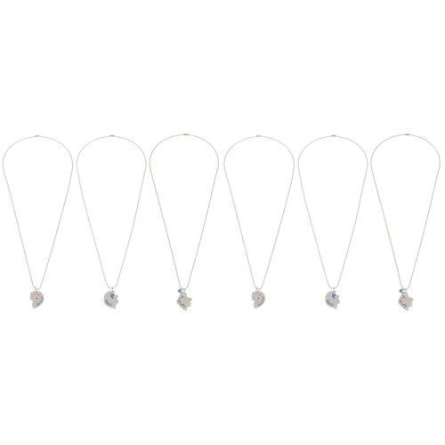 2St Zilveren Vriendschapsketting Set Met Drie Puzzelhangertjes 1