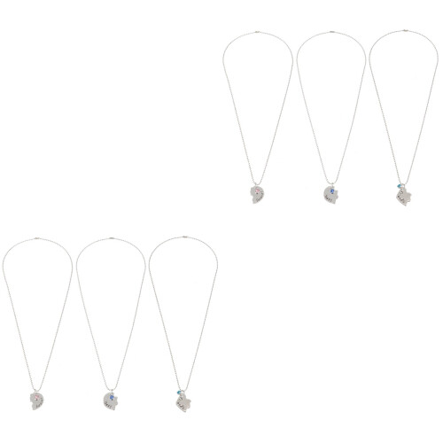 2St Zilveren Vriendschapsketting Set Met Drie Puzzelhangertjes 2