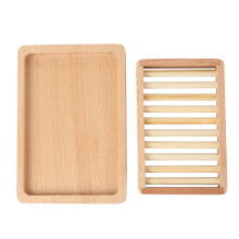 3Stk Seifenträger Aus Holz Beige Für Badezimmer