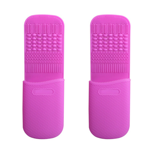 2St Siliconen Schoonmaakmat Voor Make-Up Brushes, Duurzaam & Violet 2