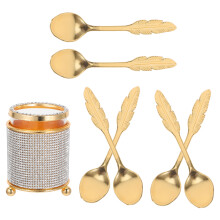 2Sets Kaffeelöffel Organizer Gold Mit Halter, Zinklegierung Löffel Set