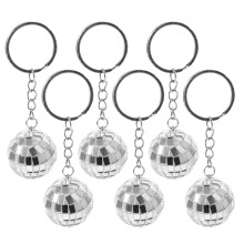 12Stk Silberne Mini Disco Schlüsselanhänger Partyzubehör Und