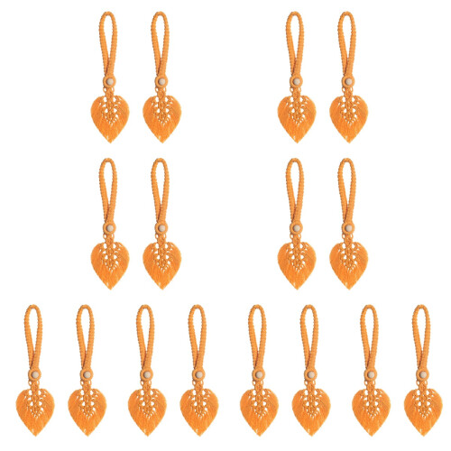 16Stk Vorhangband Orange Baumwolle Boho Blatt 2