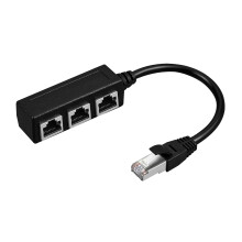 2 Rj45 Lan Splitter Adapter 1-Zu-3 Ethernet Kabel Für Schwarz