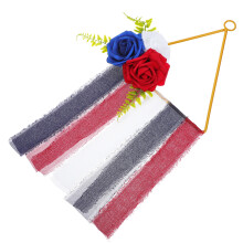 5Stk Sommerkranz Mit Eisenring Und Stoffblumen Patriotisch Bunt
