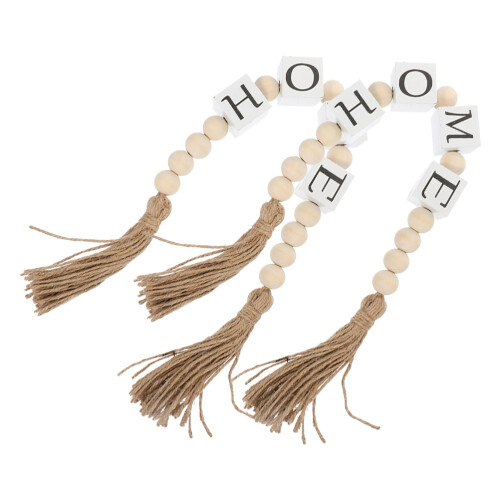 6Stk Handgemachte Holzperlen- , Beige, Rustikaler Wandschmuck 1
