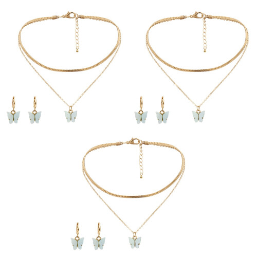 3Sets Fashion Halskette Ohrringe 2