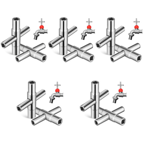 10Stk Wasserabsperrschlüssel Stahl 4- Spigot 2