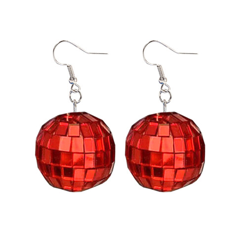 Western-Spiegelkugel-Disco-Kugel-Ohrringe,-Rot