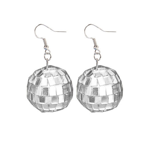 Disco-Laternenkugel-Ohrringe,-Silber