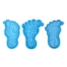 Fuß-Schlüsselanhänger-Silikonform zum-Blaues 3-teiliges Set