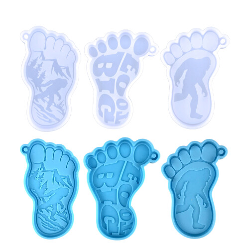 Porte-clés en Silicone, moule en forme de-Ensemble bleu 3 pièces 2