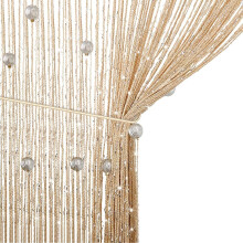 Elegant Restaurant Decoration Curtain, Shimmering White Door String with Flat Silver Ribbon for Easy to Hang, Window Display Background (90x200cm)