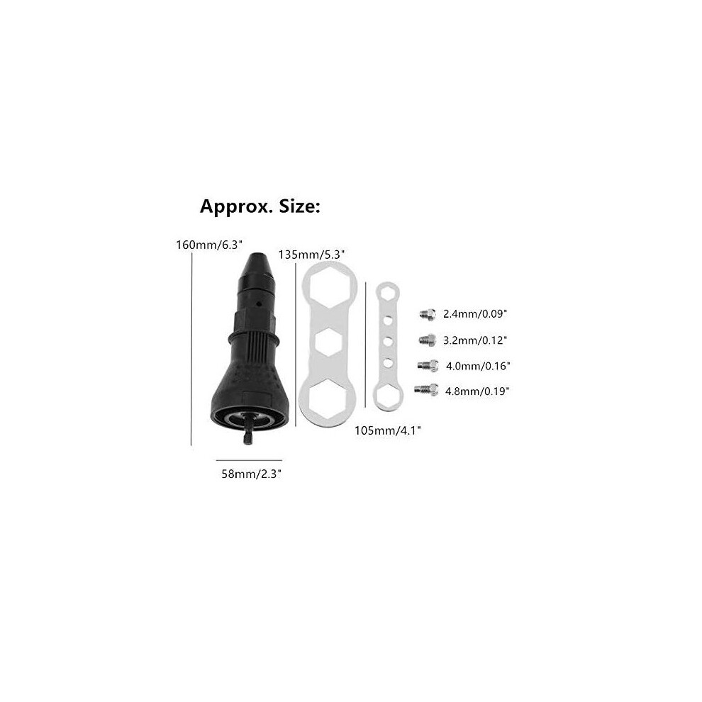 Power Rivet Adapter For Cordless Drill, Ergonomic Design Ensuring High Productivity And Lower Noise, Portable Size Cordless Drill Adapter For Wide 9169997103383