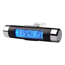 Car Dash Enhancement, Elegant And Compact Clock-Thermometer With Clear Lcd Screen, Versatile Mounting Options For Custom Placement