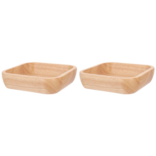 2Stk Hellbraune Holzschale Quadratisch Für Gemüse Snack Zu Hause 2