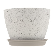 2Sets Weiße Frostige Blumenkübel Mit Tablett Resin Pflanzgefäß Garten