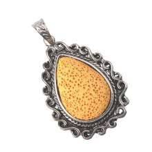 4Stk Lava Stein Anhänger Gelb DIY Schmuck Accessoires
