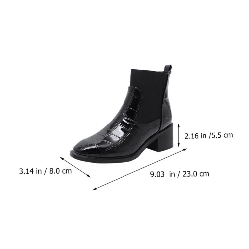 1Paar Damen Winterstiefel PU Chunky Heel 1