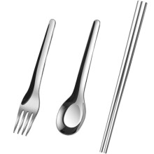 2Sets Besteckset Baby Silber Mit Löffel, Gabel, Essstäbchen Und Etui