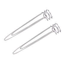 3Paare Silber Ohrringe Damen Ohrumschlag Quaste Elegant Robust