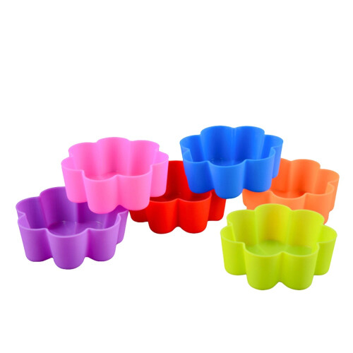 12Stk Silikon Muffinförmchen Blumenform Wiederverwendbar Backform Bunt