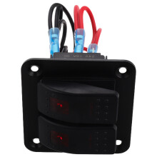 2Stk Marine Rocker Schalterpanel Aluminium 2 Gang Rot LED