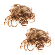 4Stk Fluffige Locken Haarbänder Ponytailperücke Hellbraun Für