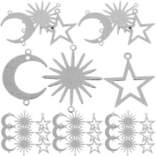 150Stk Silber DIY Anhänger Für Halskette Armband Stern Mond Sonne