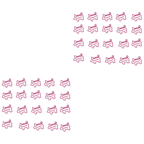 40Ud Clips Metálicos Cerdito Rosado Para Organizar Documentos 2
