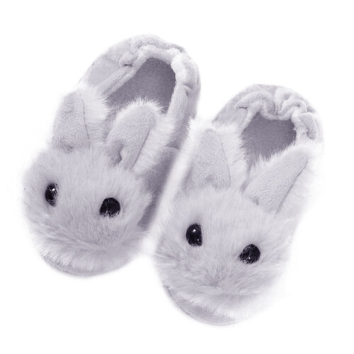 2Paare Kinder Hausschuhe Grau Rutschfest Winterschuhe