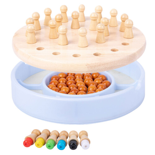2Sets Pädagogisches Schachspiel Holz Memory Bunt Für Kinder