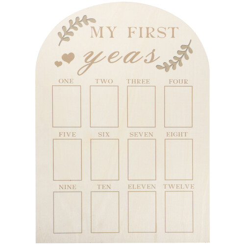 4Ud Panel De Fotos Madera Para Bebé Primer Año Khaki DIY