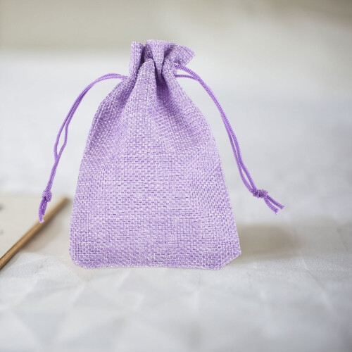 30Ud Bolsas De Lino Moradas Con Cordón Para Y Joyería 2