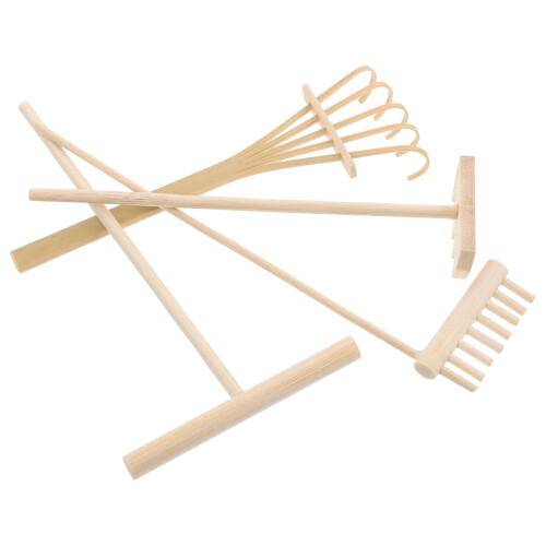 4Ud Mini Rastrillos De Madera Para Jardin Zen Oficina Hogar