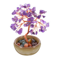 2Ud Árbol De Dinero De Cristal Morado Natural Decoración Hogar Oficina