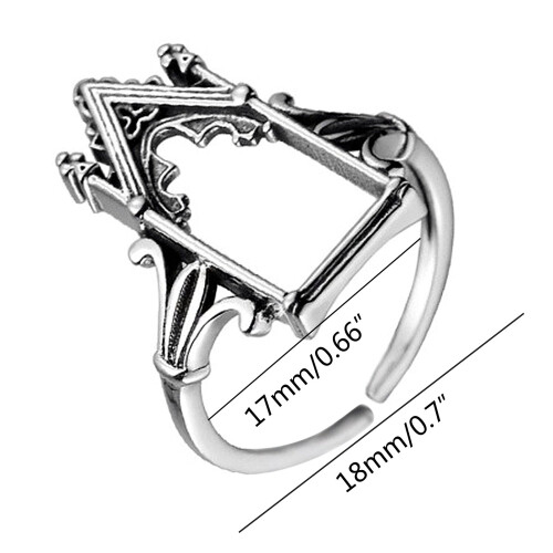 Silver Open Finger Rings Gothic Castle Adjustable Rings Vintage 1