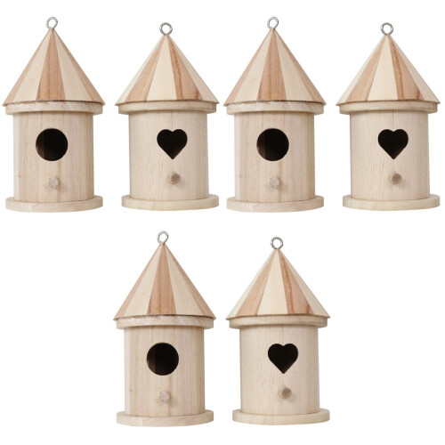 6Ud Prácticos De Madera Para Pájaros Y Adorno 2