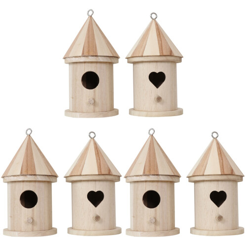 6Ud Prácticos De Madera Para Pájaros Y Adorno 1