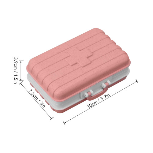 Mini-Medikamentenbox mit 6 Fächern, pink, 10x7,5x3,8cm 1