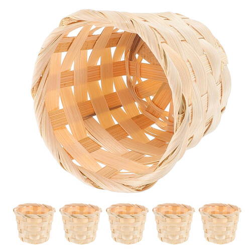 18Stk Handgewebter Bambus Rattan Rund Beige Für Gemüse 1