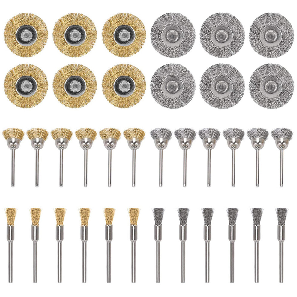 36 Pcs/Set Brass Coated Wire Brushes For Drill Paint Stripper 7732000943072