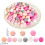95 Pcs Candy Color Loose Beads Silicone Round Octagonal Space 3