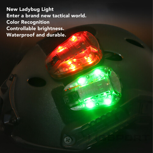 Military Helmet Light Flashlight Waterproof Ladybug Green LED Battery-Powered 1