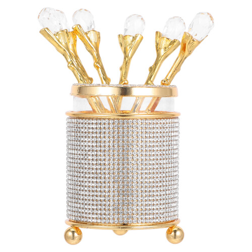 5 De 5 Cucharas Mini Con Soporte Oro Y Base De Cristal 2